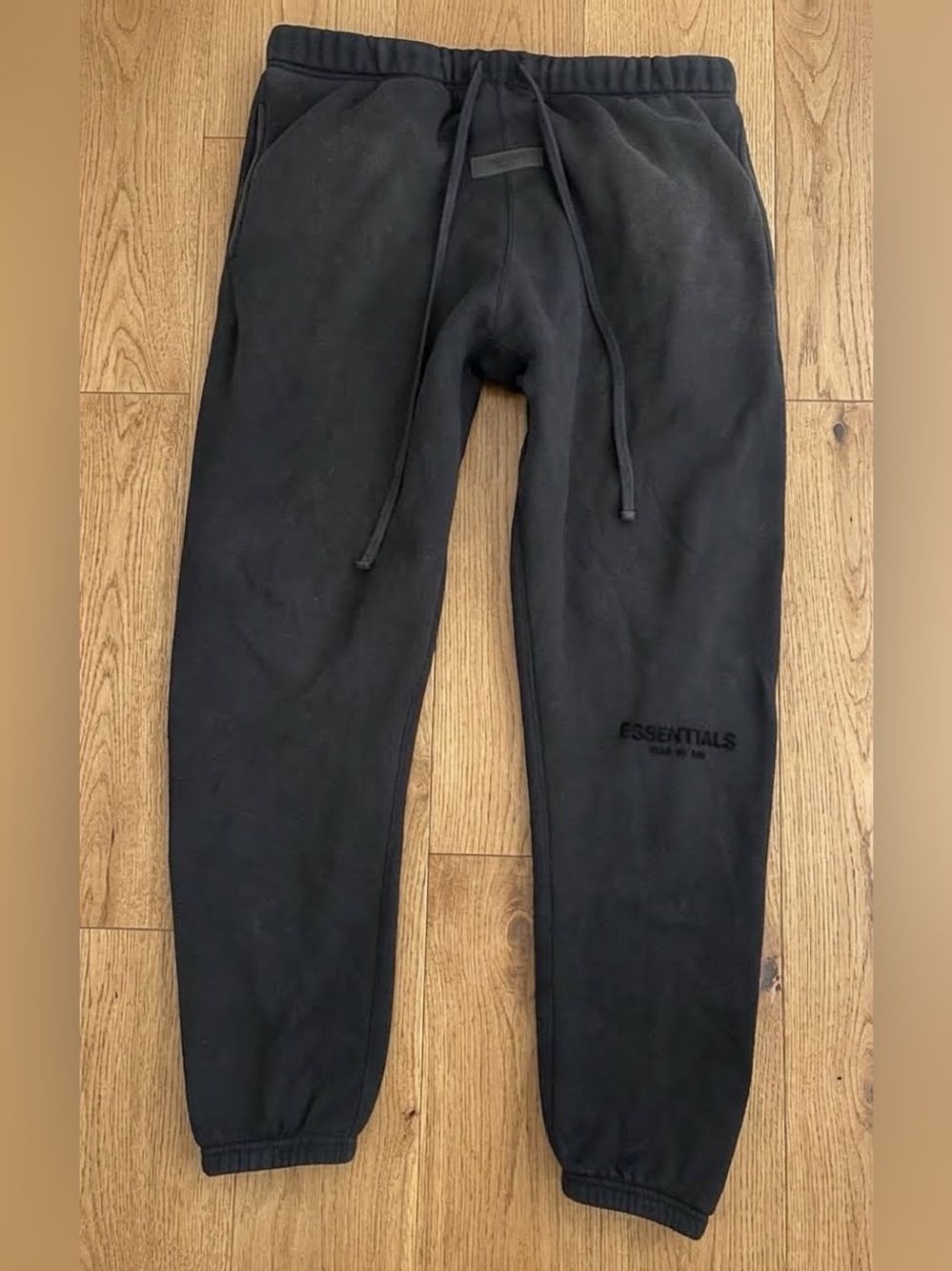 Essentials Black Sweatpants with Subtle Logo